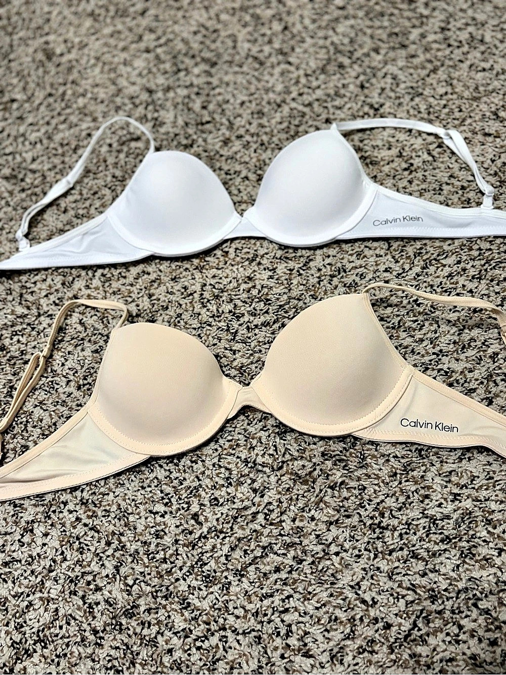 Calvin Klein Two Bras White & Beige Size 34A Brand New, never worn